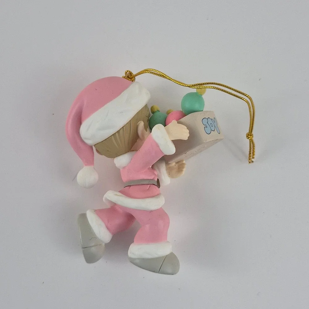 Precious Moments 1996 Home for the Holidays Ornament Pink Santa Boy Joy 266094